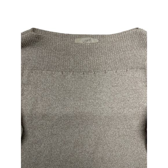Loft Boatneck Oatmeal Knit Sweater Neutral Neck Detail NWOT Small Work Casual - Picture 4 of 10